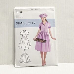 NEW Simplicity Sewing Pattern Costume S9164 Candy Maker Dress Hat Apron Sz‎ 6-14
